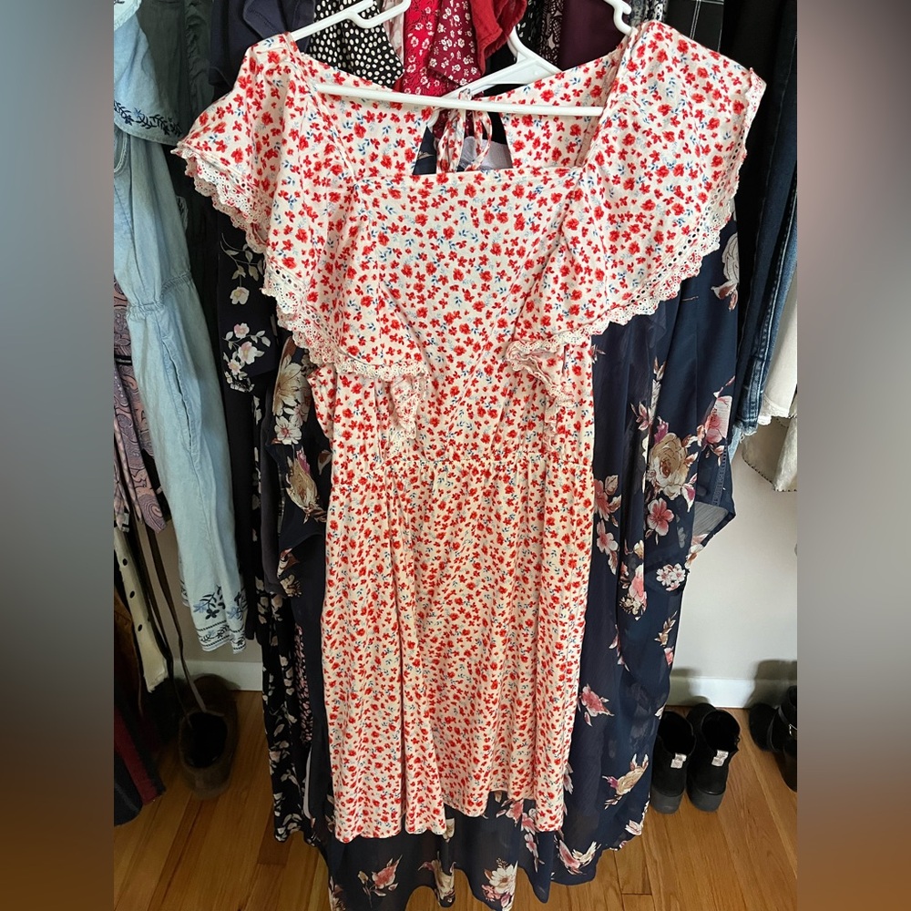 Old Navy Red Floral Mini Dress